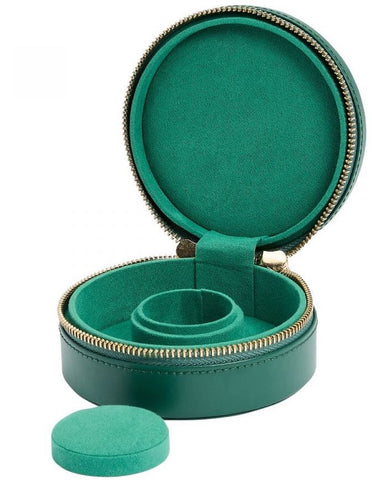 WOLF Jewellery Case Sophia Round Zip Case Forest Green